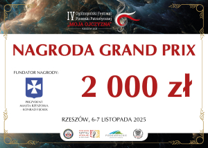 Nagrody IV Ogólnopolskiego Festiwalu Piosenki Patriotycznej „Moja Ojczyzna – Rzeszów 2025”!